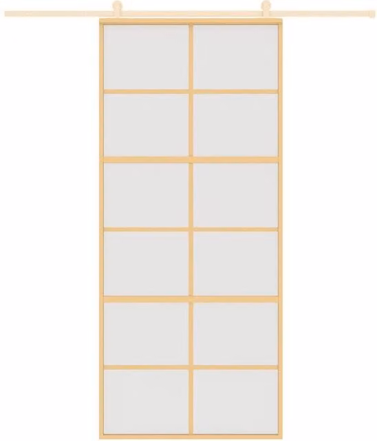 Berkfield Home Modern Sliding Door in Gold with Frosted ESG Glass and Aluminium, W: 90 cm, H: 205 cm