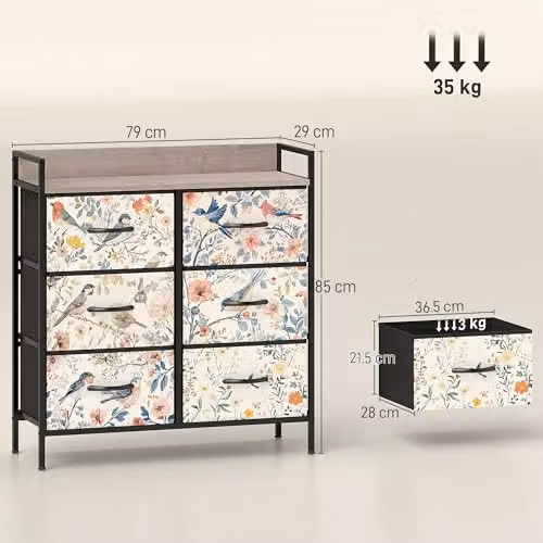 HOMCOM Modern White Bedroom Chest of Drawers with 6 Drawers – 7