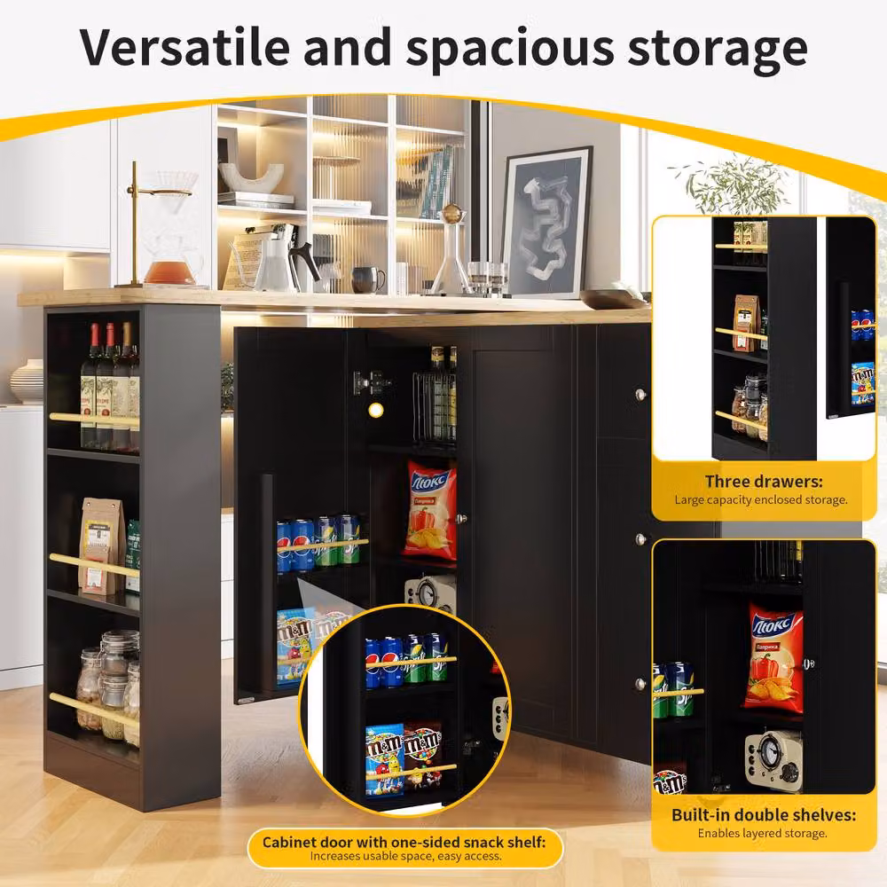 BTM Swivelling Dining Table with Drawers and Snack Rack in Black, W/D/H: 106 x 60 x 71 cm – 6