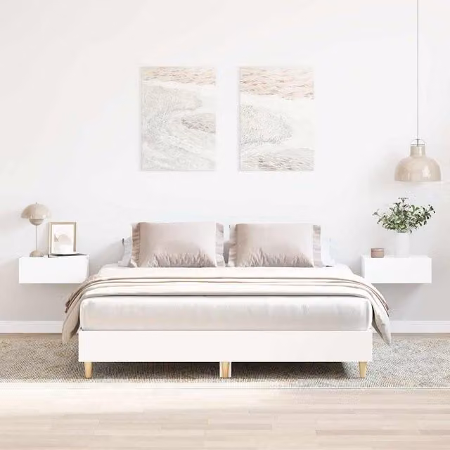 Berkfield Home King Size Bed Frame in White, Engineered Wood, W/D/H: 150 x 200 cm