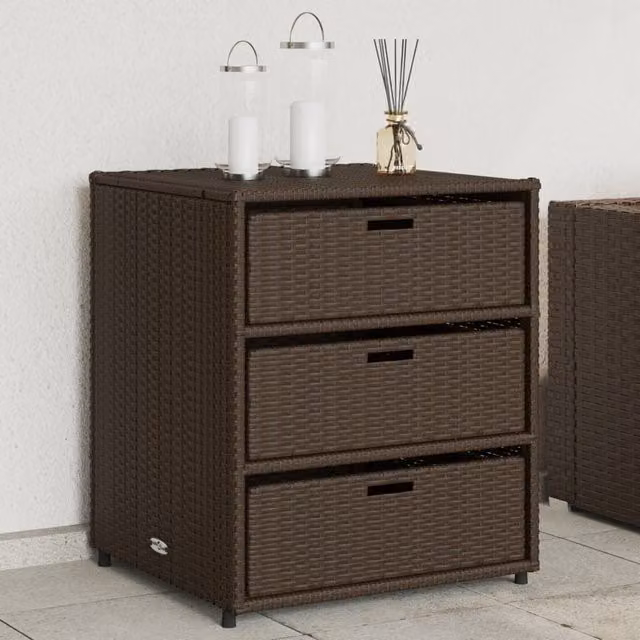 Berkfield Home Brown Poly Rattan Garden Storage Cabinet W/D/H: 55 x 59 x 69 cm – 1