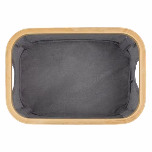 JVL Bambanio Set of 2 Foldable Bamboo Storage Baskets with Handles, Grey, 26L – 2