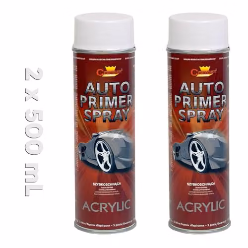Sola White Acrylic Auto Primer Spray, 2 x 500 mL Anti-Corrosion Undercoat for Metal and Steel – 2