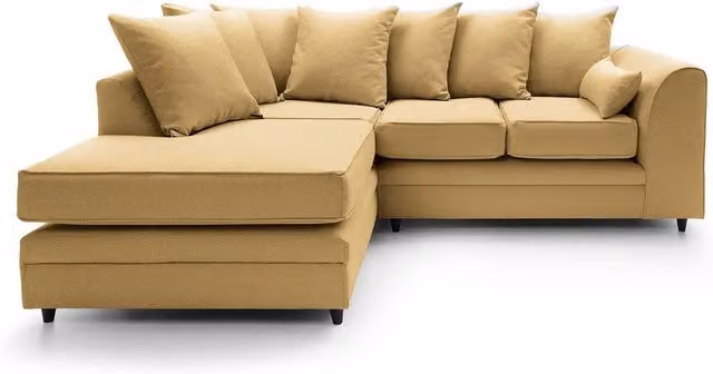 Abakus Direct Darcy Left Hand Facing L-Shaped Corner Sofa in Mustard Fabric, W: 212 cm, D: 164 cm, H: 90 cm – 1