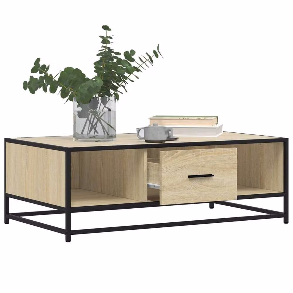 Berkfield Home Sonoma Oak Coffee Table in Light Beige, W/D/H: 100 x 57 x 35 cm – 3