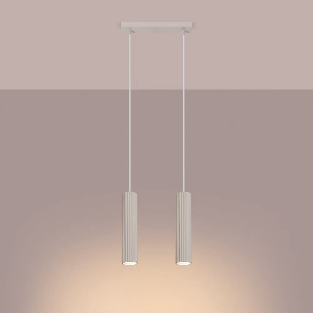 Sollux Lighting minimalist aluminium pendant lamp in beige, W/D/H: 90 x 30 x 6.5 cm – 2