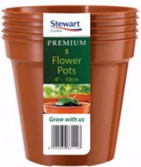 Stewart Brown Plastic Ornamental Garden Planter Pot, Pack of 5