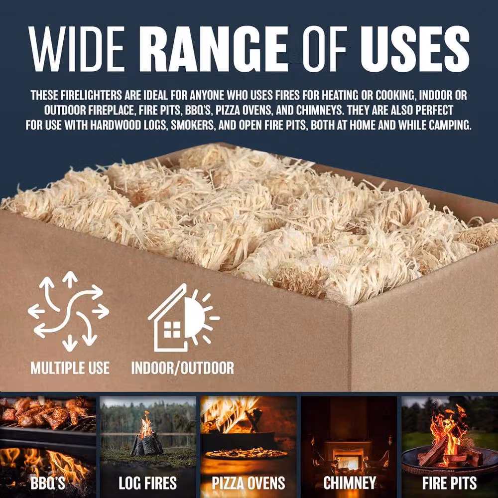 BARGAINS-GALORE 200 Pack Natural Wood and Wax Wool Firelighters – 6