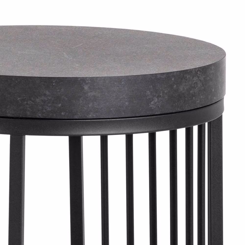 Wyld Haus Dublin Round Bedside Table with Black Marble Effect Top and Black Steel Frame, H 65 cm x W 35 cm x D 35 cm – 4