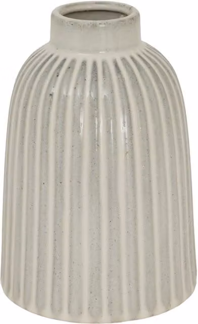 Hill Interiors Monte Bell Ceramic Tabletop Vase in White, H: 20.0 cm, W: 15.0 cm, D: 15.0 cm