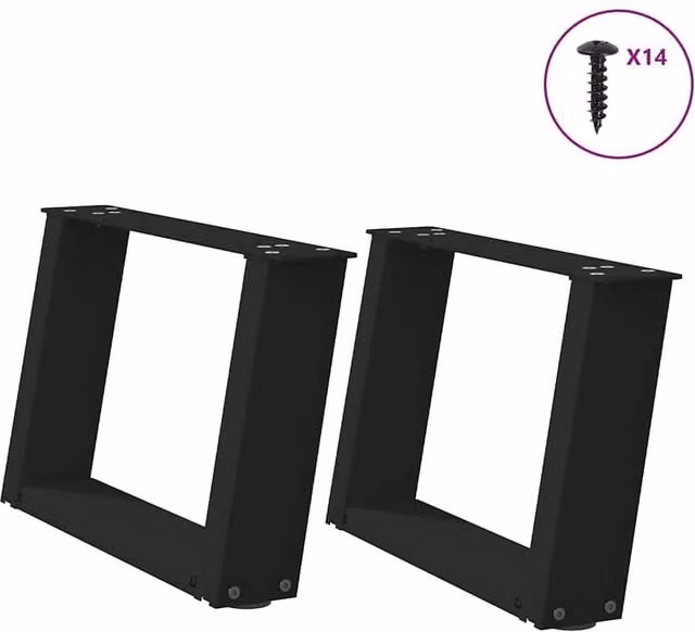 Berkfield Home U-Shaped Steel Coffee Table Legs, Black, 2 Pieces, H: 50 cm x W: 30-31 cm
