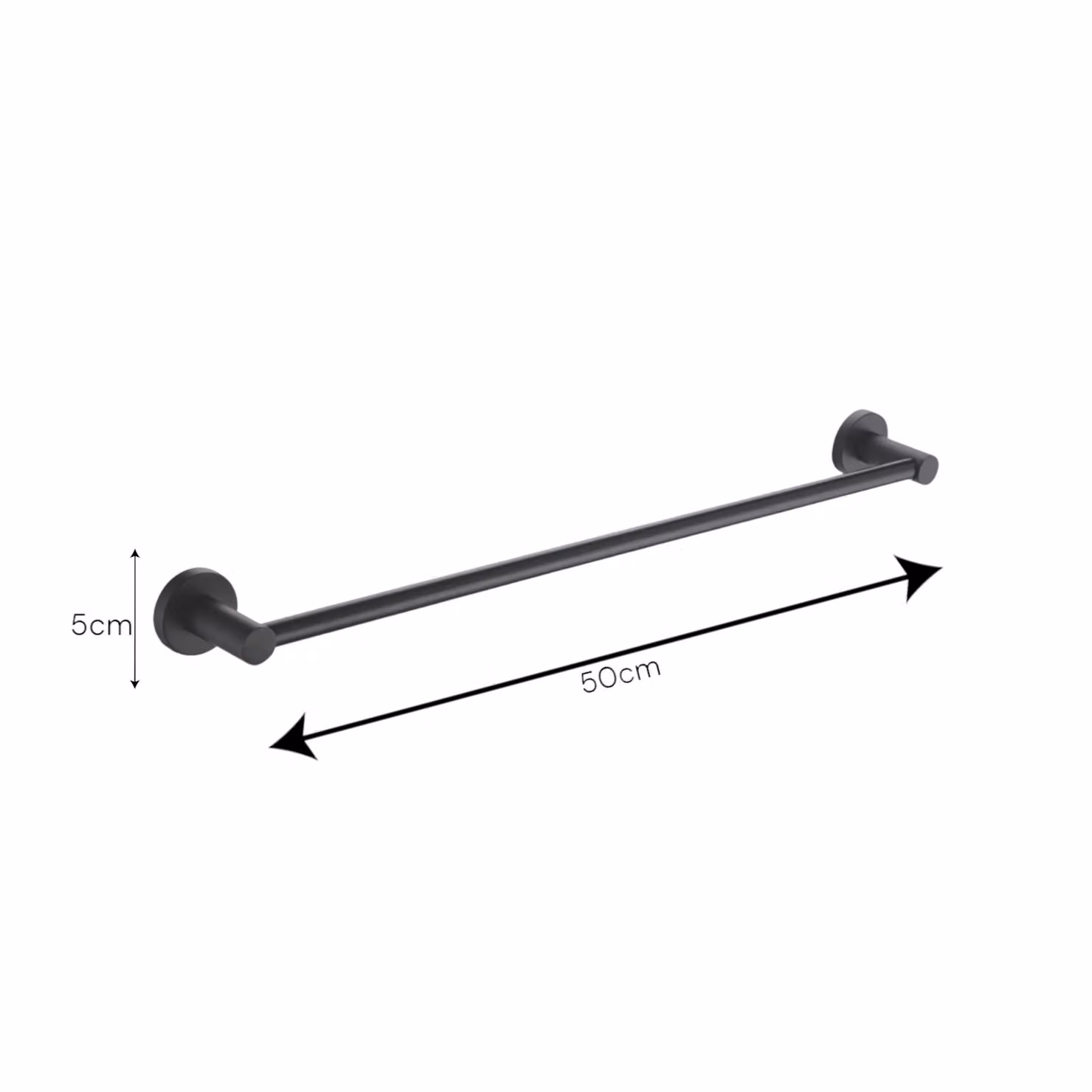 Showerdrape Modernity Black Stainless Steel Wall Mounted Towel Rail W: 50 cm, D: 6 cm, H: 5 cm – 2
