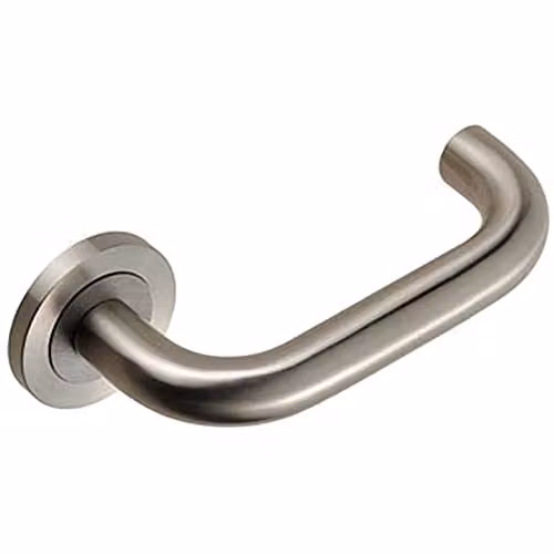 Loops Pair Round Bar Safety Handles with Concealed Rose in Brushed Satin Stainless Steel
