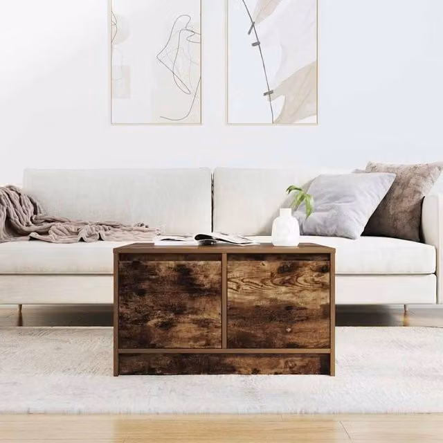 Berkfield Home Decorative Coffee Table with Drawers in Smoked Oak Brown, W/D/H: 70.5 x 70 x 40 cm