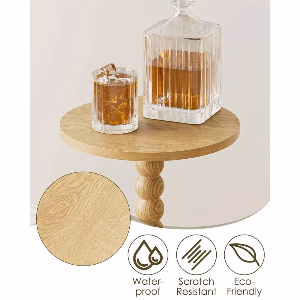 FORGEVIO Apetaccat Round Side Table in Natural Solid Wood – 2