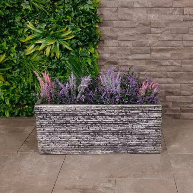 Charles Bentley Slate Grey Plastic Trough Planter W: 60 cm, D: 25.5 cm, H: 25 cm – 1