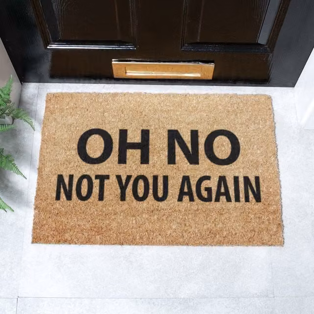 Artsy Mats Not You Again Brown Coir and Rubber Non-Slip Weatherproof Doormat
