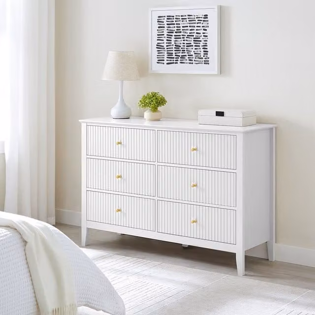 Melody Maison Large 6 Drawer Chest Of Drawers in White and Gold