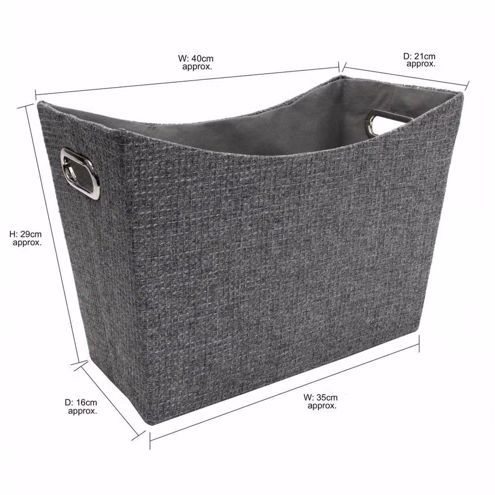 EONLION Grey Fabric Magazine Storage Holder with Handles, W: 50 cm, D: 50 cm, H: 50 cm – 2
