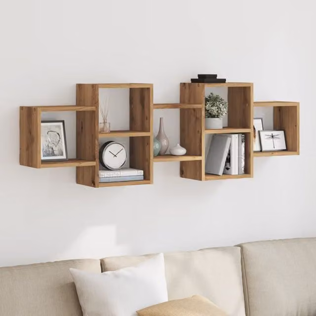 Berkfield Home Artisan Oak Wall Shelf, Brown, W: 129 cm, D: 42 cm, H: 18 cm – 1