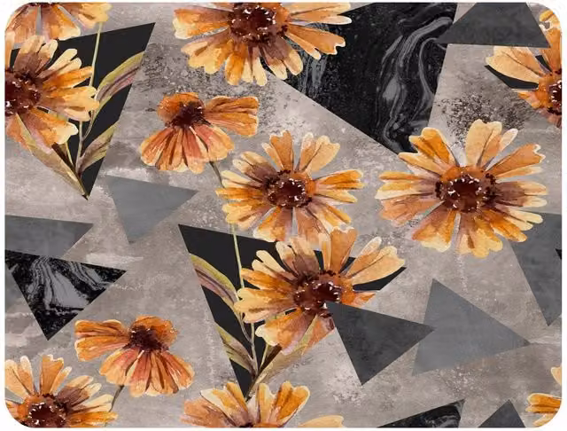 Benjamin Tate Design Geometric Floral Shapes Fleece Blanket in Orange, Beige and Multicolour, W/D/H: 120 x 150 cm – 2