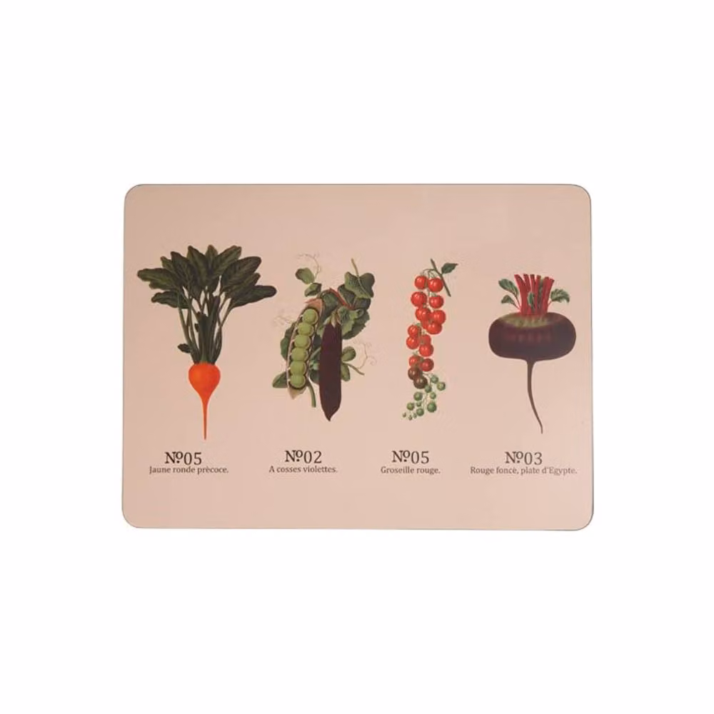 RHS Benary Vegetables Set of 4 Rectangular Cork Placemats in Beige and Multicolour Floral Design – 2