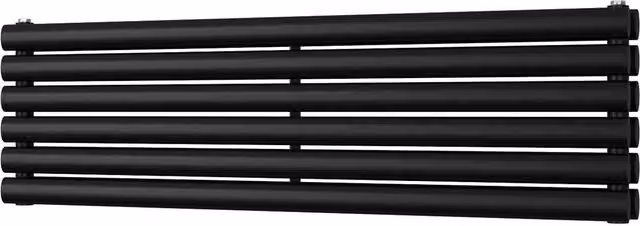 UK Radiators Omeara Axis Black Elliptical Tube Horizontal Designer Double Panel Radiator W: 120 cm, H: 34.8 cm – 1