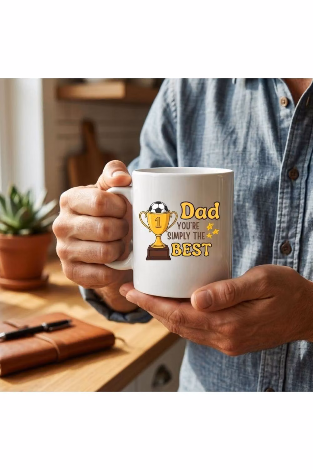 Dyzi Dad Youre Simply The Best Ceramic Coffee Mug in White and Gold – 3
