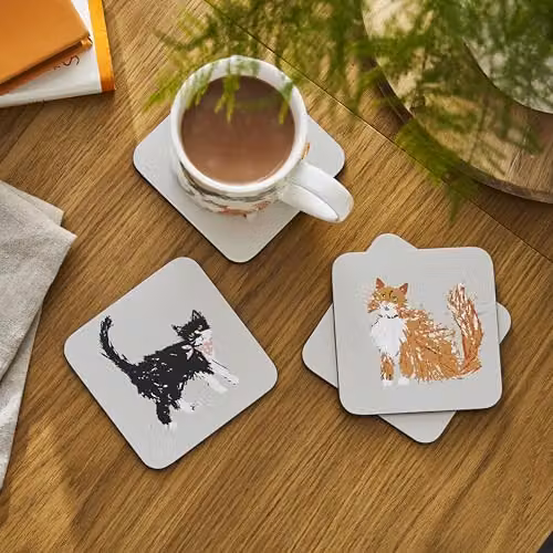 Ulster Weavers Natural Cat Coaster Set of 4, Multicolour, W/D/H: 10.5 x 10.5 x 0.5 cm – 2