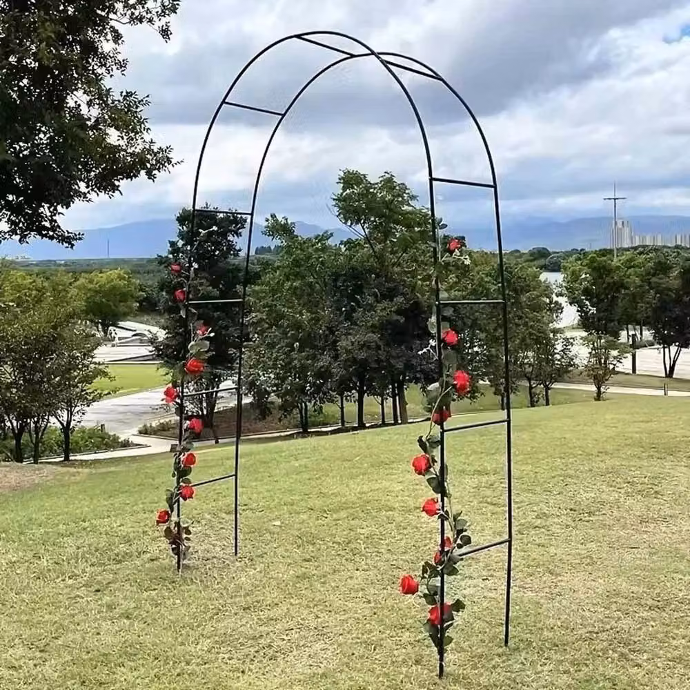 FLAVORA Heavy Duty Metal Decorative Garden Arch in Matt Black, H 240 cm x W 140 cm – 4