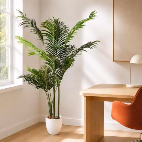 Leaf UK 160 cm Artificial Palm Tree in a Green Pot with White Accents