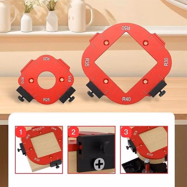 SPETLEK Aluminum Alloy Corner Radius Jig Router Template Tool in Red
