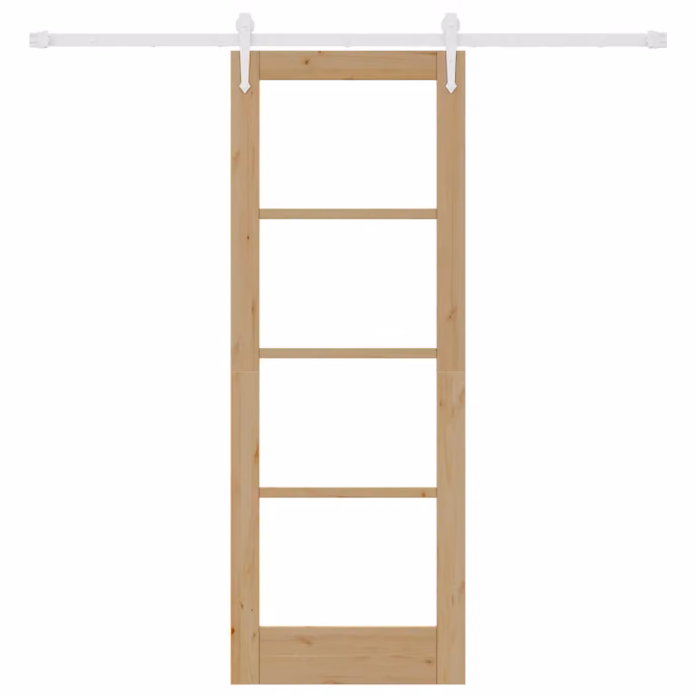 Berkfield Home Minimalist Solid Wood Pine Sliding Door with Hardware Set, Black, W: 73.5 cm, H: 198.5 cm