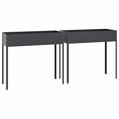 vidaXL Set of 2 Anthracite Galvanised Steel Garden Planters – 1