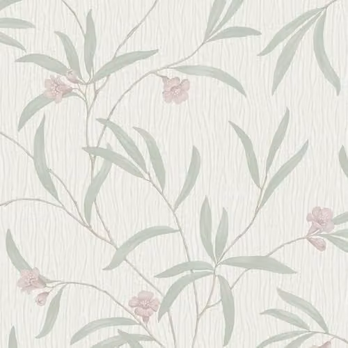 Belgravia Decor Tiffany Floral White Sage Heather Botanical Wallpaper in White and Green