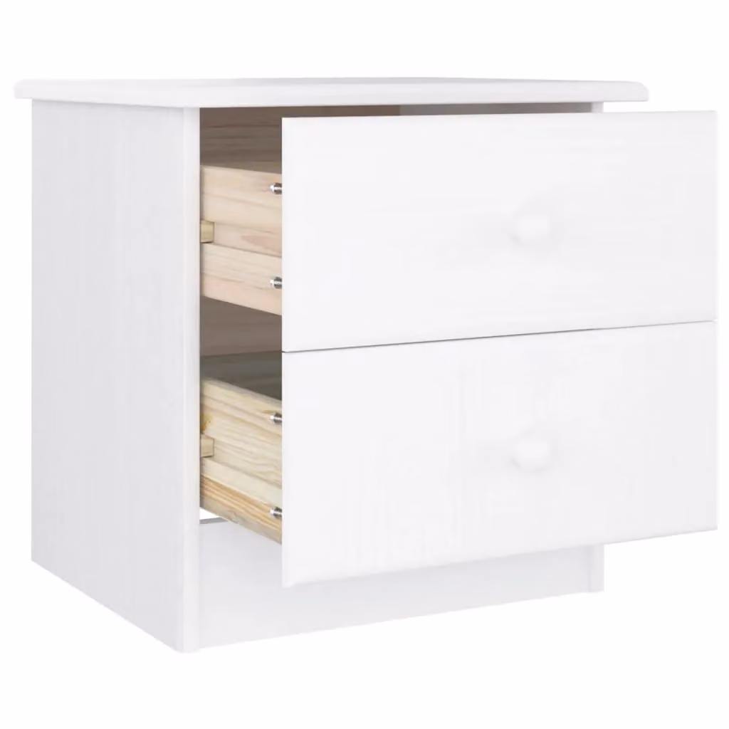 Berkfield Home Alta Bedside Cabinet in White Solid Pine Wood, W: 43 cm, D: 35 cm, H: 40.5 cm – 2