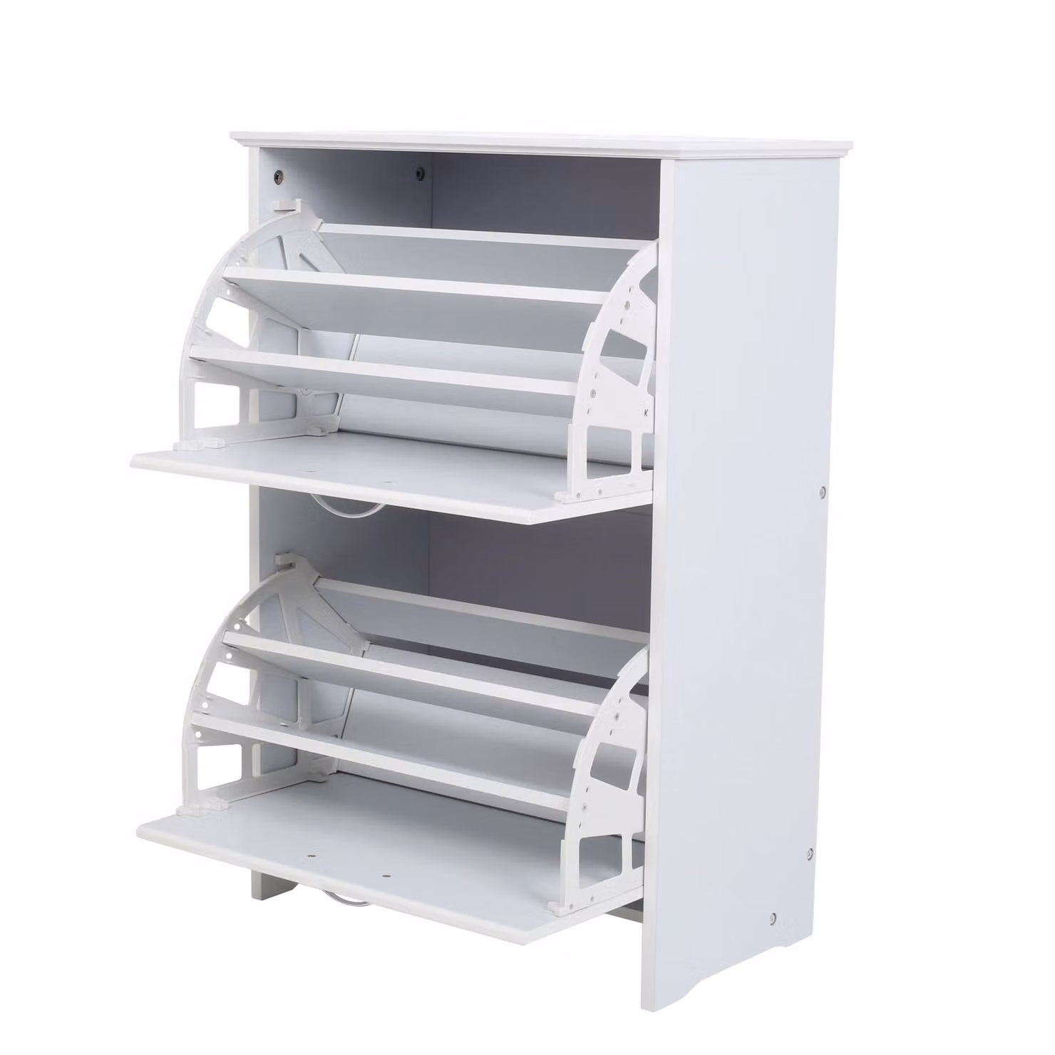 Orsina Ryan White Matt Freestanding Shoe Storage Cupboard with Tilting Compartments – 2
