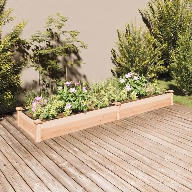 Berkfield Home Garden Raised Bed with Liner in Brown Solid Wood, W: 240 cm, D: 60 cm, H: 25 cm – 1