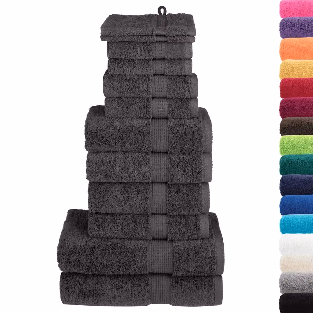 Berkfield Home SOLUND 12 Piece Premium Cotton Terry Towel Set in Anthracite Black, 600 gsm – 2