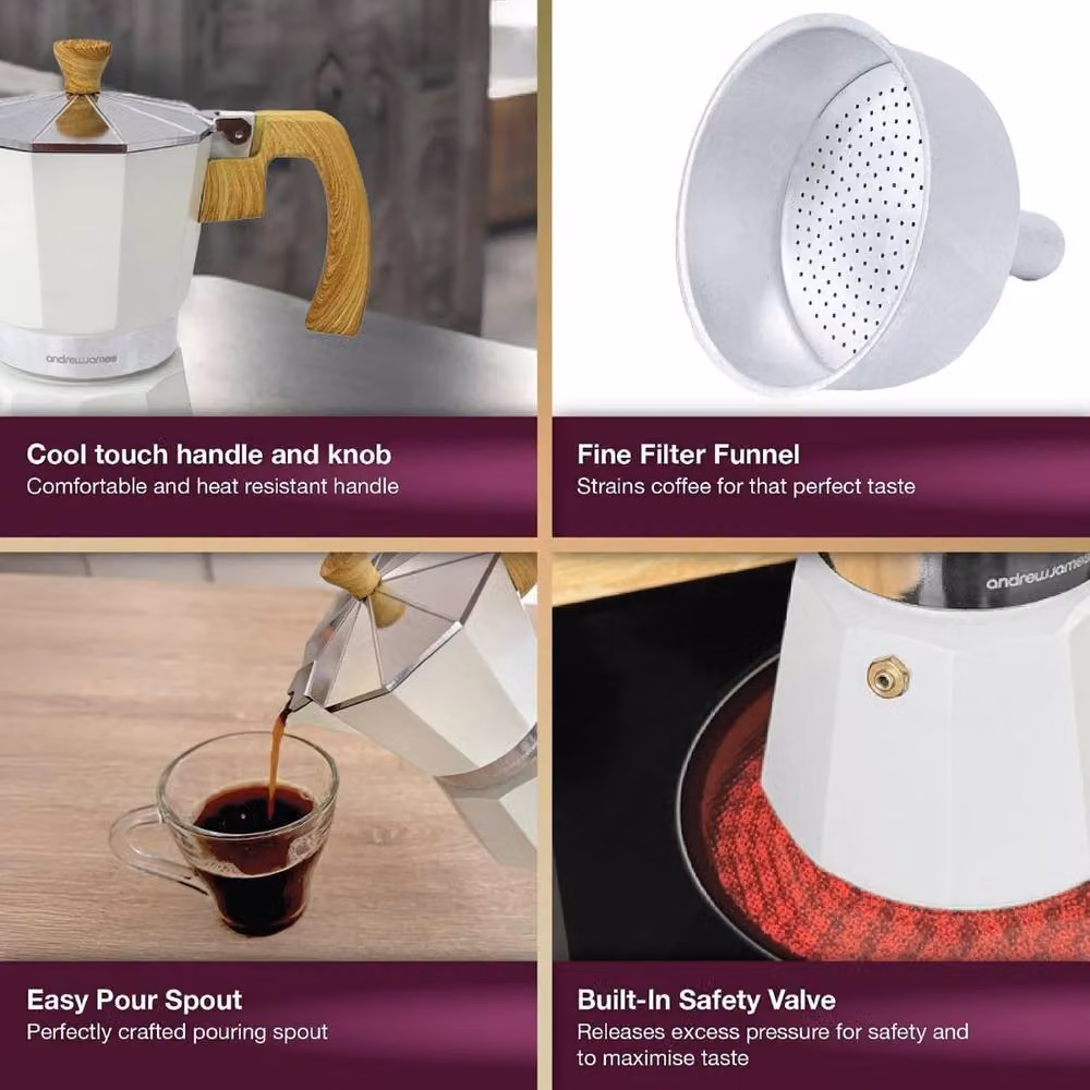 Andrew James Stove Top Moka Pot in White – 4