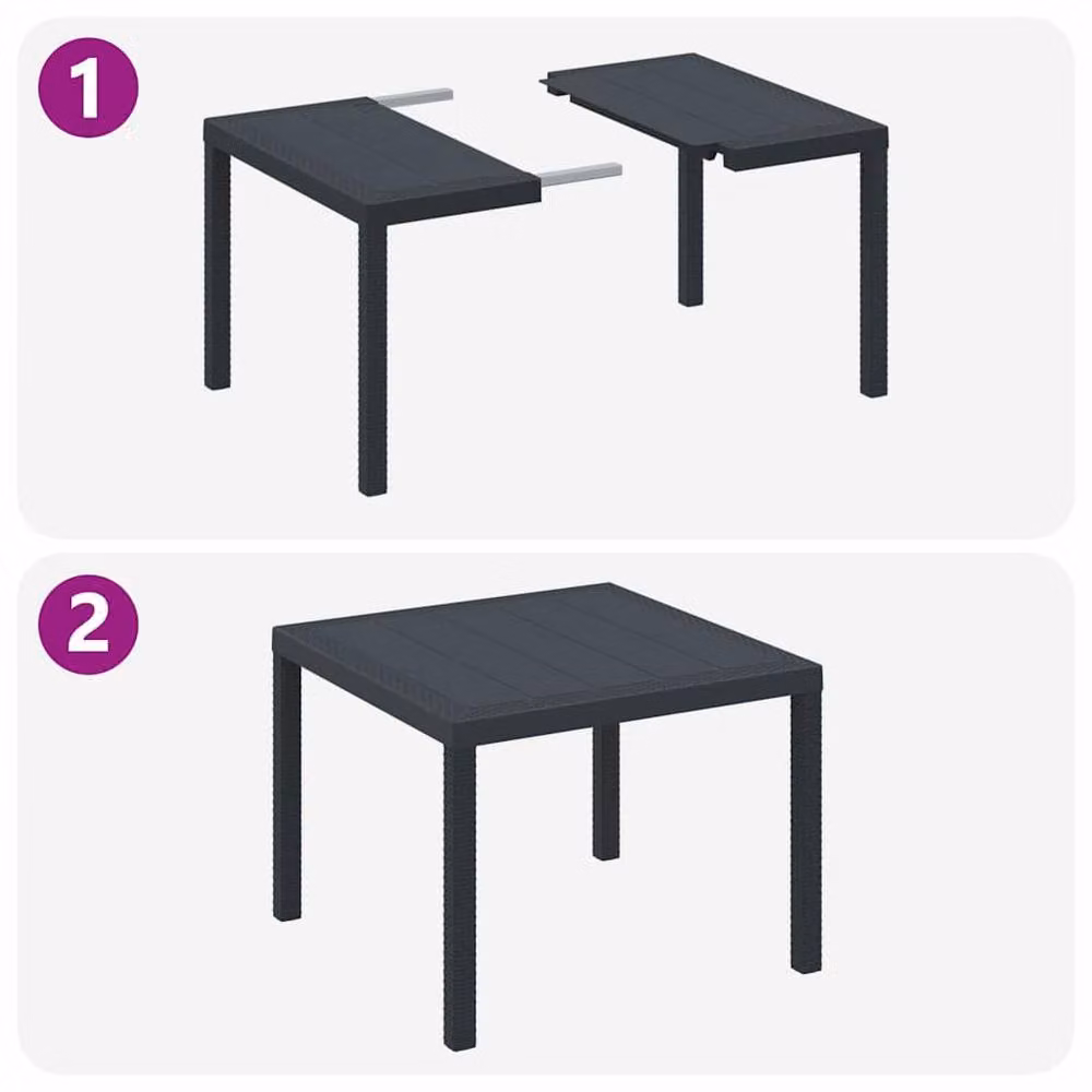 Berkfield Home Garden Table in Anthracite Poly Rattan, W/D/H: 100 x 100 x 73 cm – 6