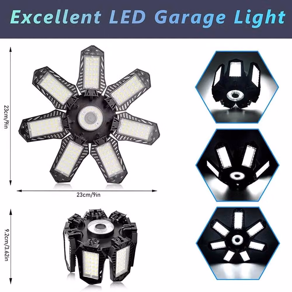 SPETLEK 600W Deformable LED Garage Light, 60,000 LM Adjustable Ceiling Work Light, Black – 2