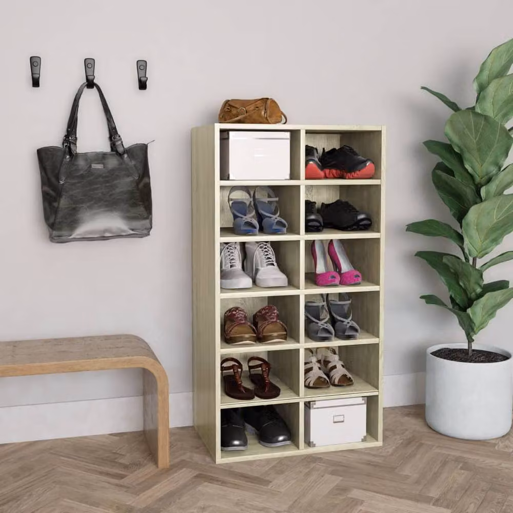 Berkfield Home Sonoma Oak Shoe Rack in Brown, W: 54 cm, D: 34 cm, H: 100.5 cm – 2