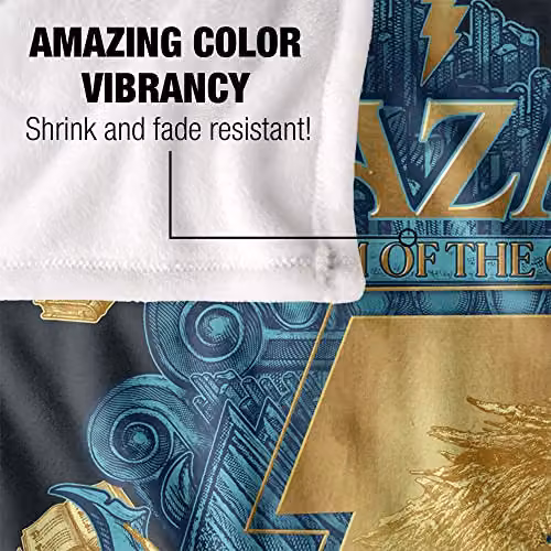 LOGOVISION Shazam Fury of the Gods Super Soft Fleece Throw Blanket in Blue and White, W/D/H: 152 x 127 cm – 3