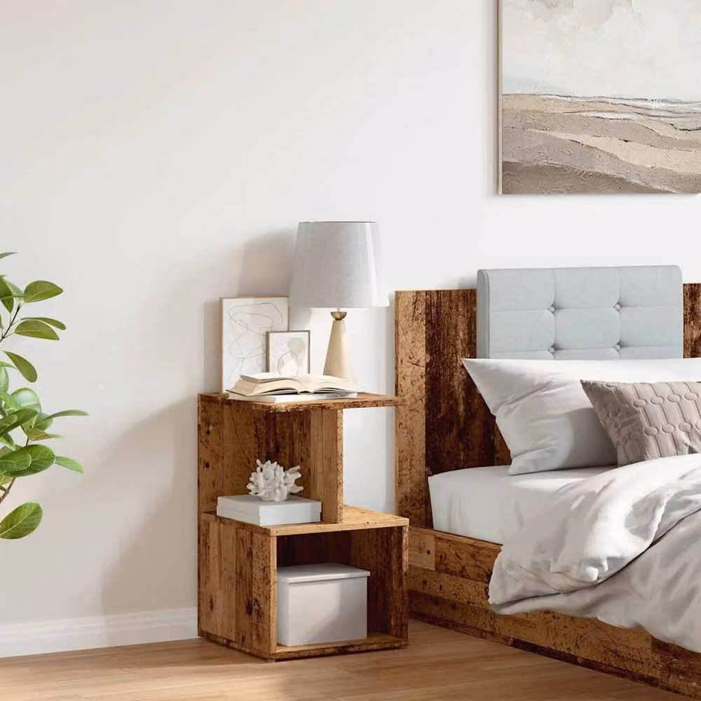 Berkfield Home Bedside Cabinet in Brown Old Wood, W/D/H: 35 x 35 x 55 cm – 3