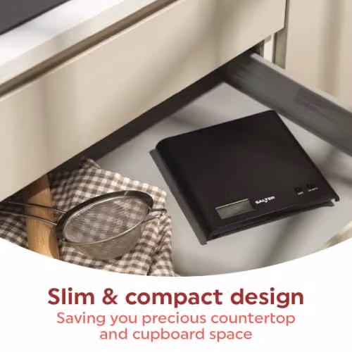Salter Arc Digital Kitchen Scale in Black with Add and Weigh Function and Digital Display, 3 kg Capacity – 5