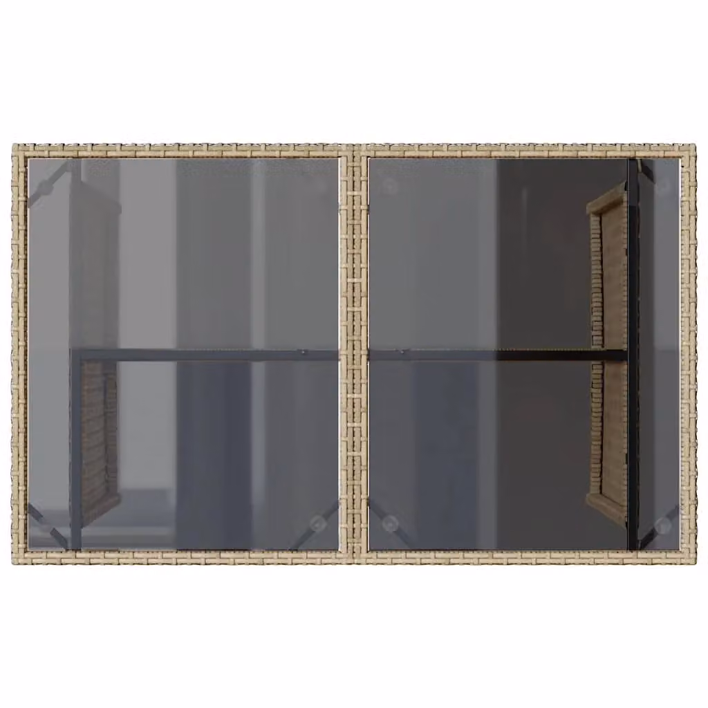 Berkfield Home Modern Poly Rattan Garden Table with Glass Top, Beige, W/D/H: 110 x 68 x 70 cm – 3