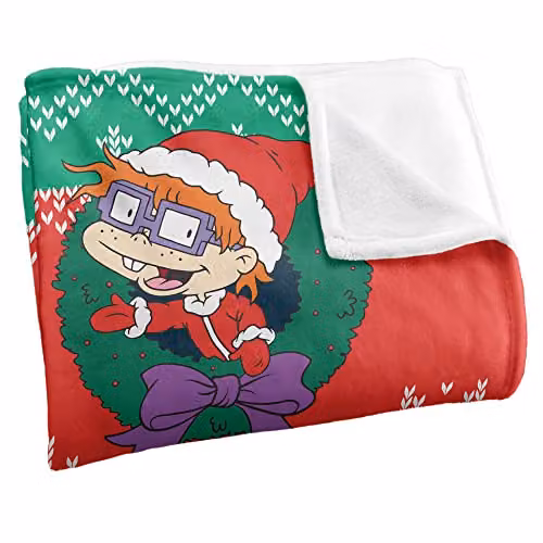 LOGOVISION Nickelodeon 90s Combo Character Wreaths Super Soft Fleece Throw Blanket, White, W/D/H: 152 x 127 cm – 2