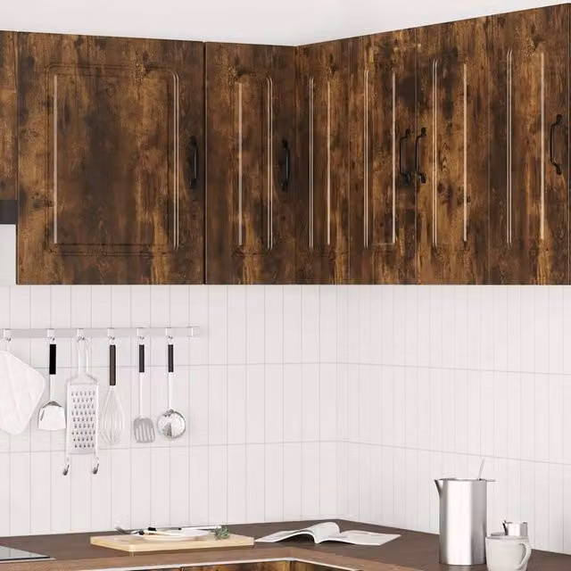 Berkfield Home Kalmar Kitchen Wall Corner Cabinet in Smoked Oak Brown, W/D/H: 60.0 x 57.0 x 57.0 cm – 1