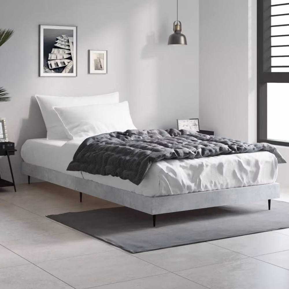 Berkfield Home Durable Bed Frame in Concrete Grey, W/D/H: 90 x 200 cm – 2